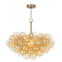 Bubbles Chandelier Natural Brass with Amber Glass