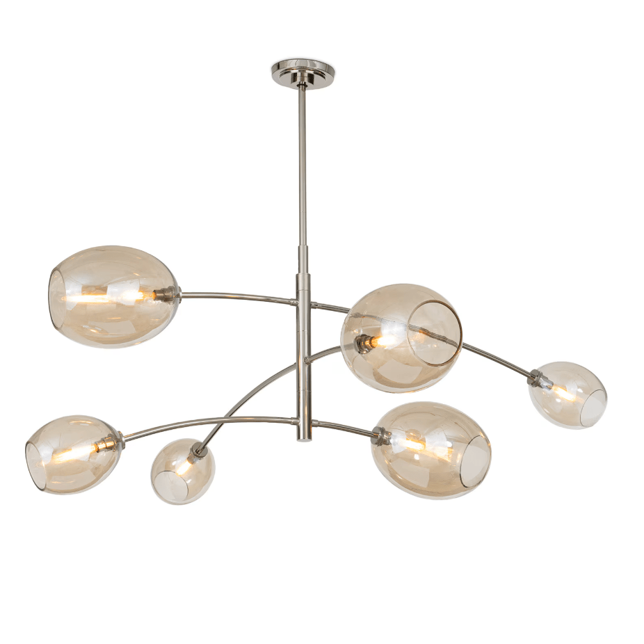 Artemis Chandelier Polished Nickel with Champagne Glass