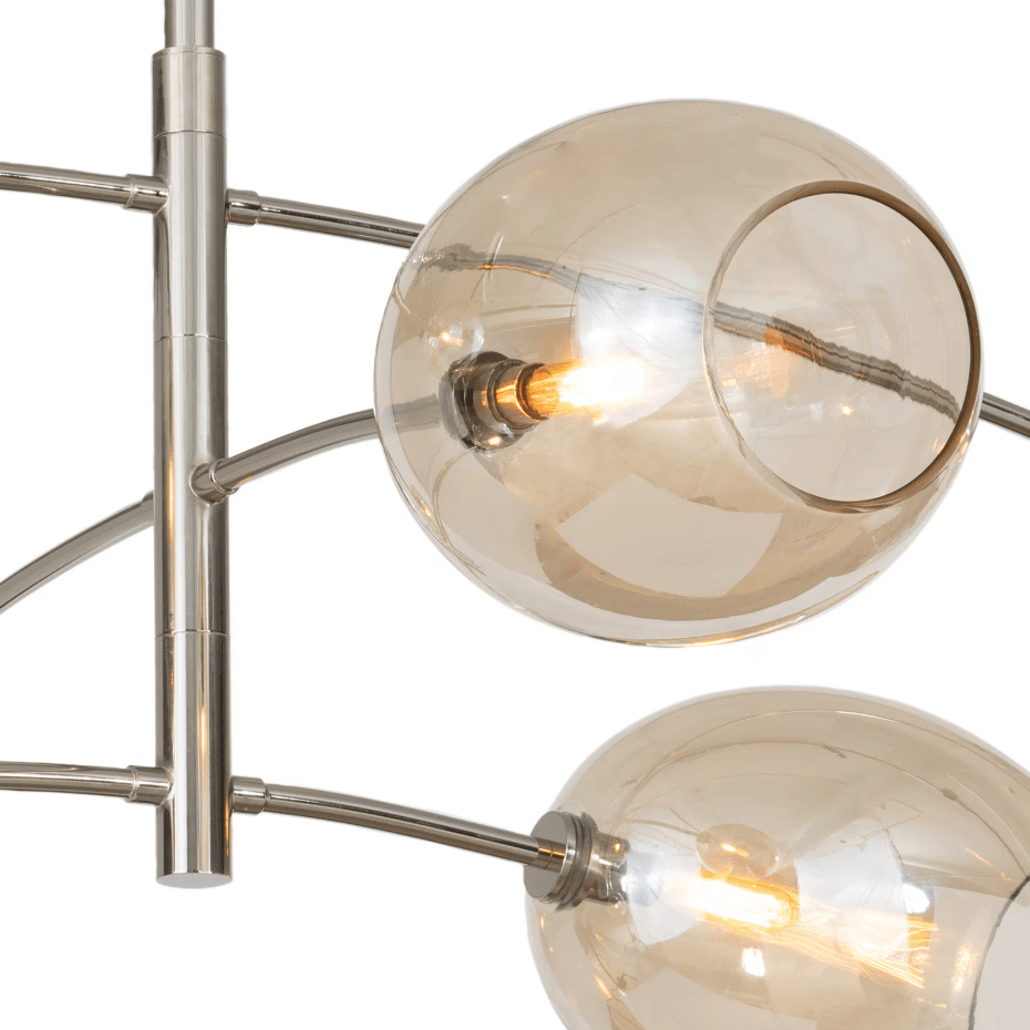 Artemis Chandelier Polished Nickel with Champagne Glass