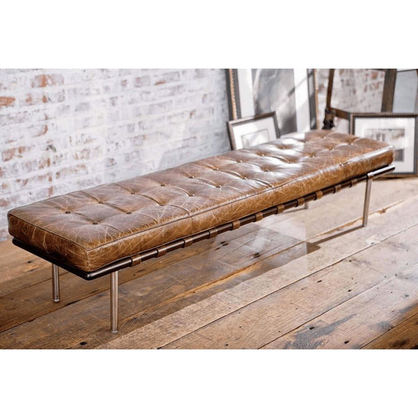 Tufted Gallery Bench Modern Black - Bench Side View | Bone & Brass