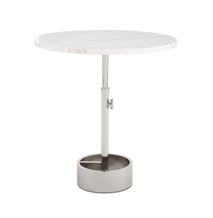 Myles Large White Marble & Polished Nickel Accent Table