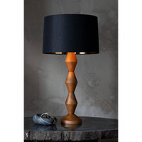 Crew Buffet Lamp with Walnut or Travertine Base and Natural Linen or Black Shade