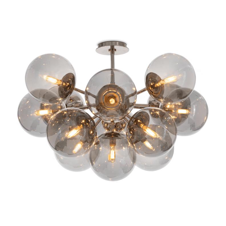 Shine Flush Mount Chandelier, Polished Nickel - Flush Mount Close Up | Bone & Brass