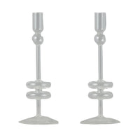 Clear Glass Candlestick Pair, Large | Bone & Brass