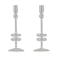 Clear Glass Candlestick Pair, Medium