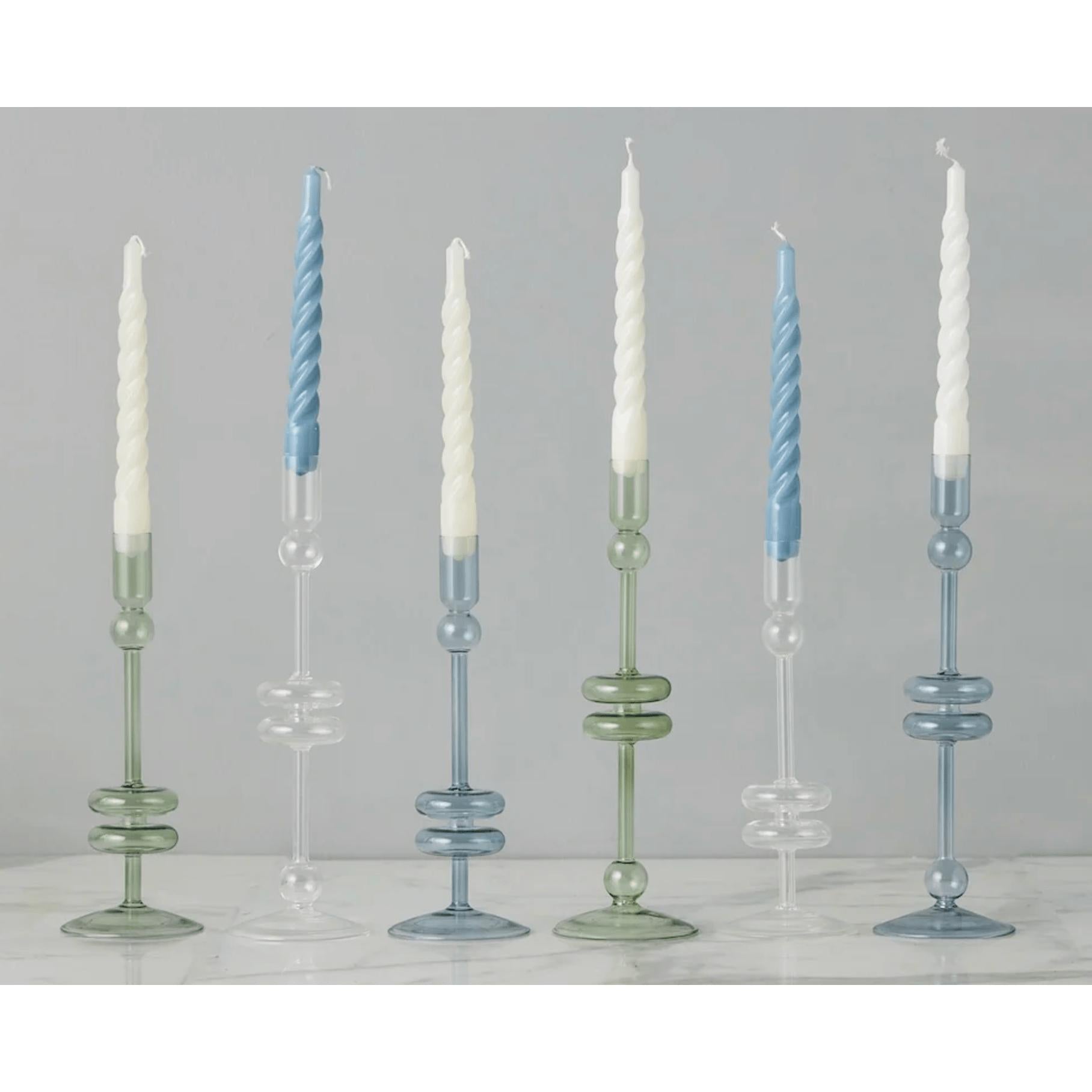 Bone & Brass Glass Candlestick - Thumbnail 2