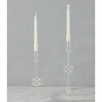 Clear Glass Candlestick Pair, Large - Candlestick Close Up | Bone & Brass
