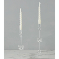 Clear Glass Candlestick Pair, Medium