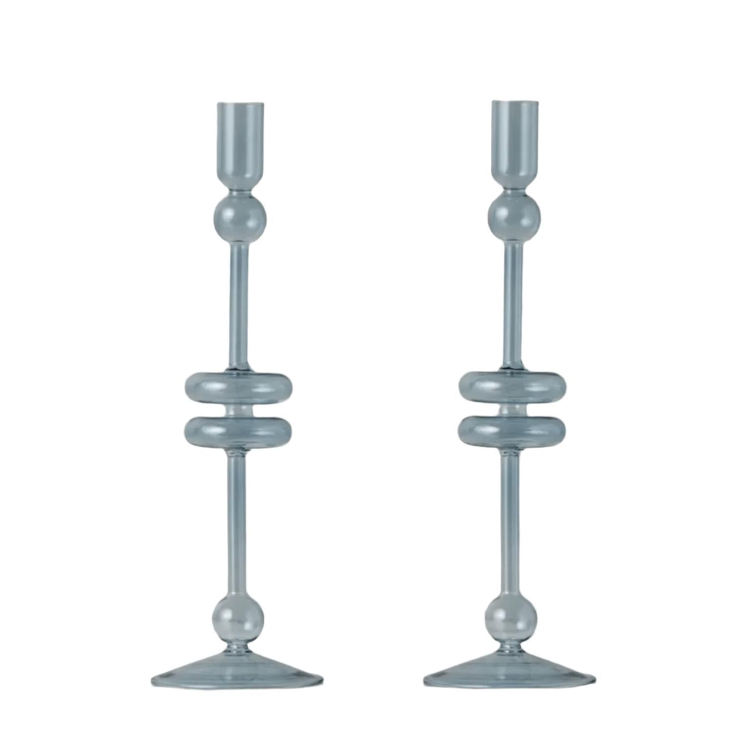 Bone & Brass Glass Candlestick - Thumbnail 4