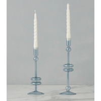 Denim Glass Candlestick Pair, Large