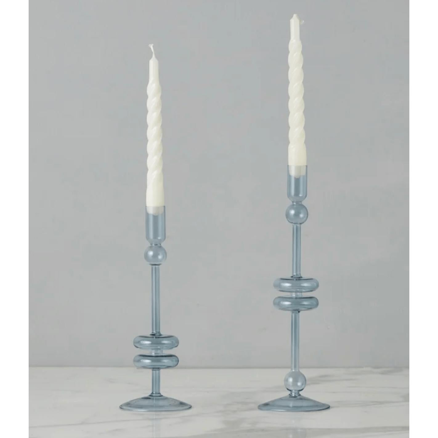 Bone & Brass Glass Candlestick