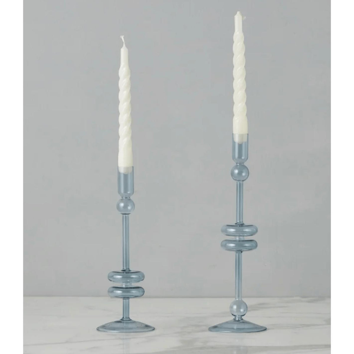 Denim Glass Candlestick Pair, Large - Candlestick View | Bone & Brass