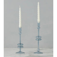 Denim Glass Candlestick Pair, Large - Candlestick View | Bone & Brass