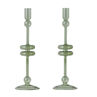 Sage Glass Candlestick Pair, Medium | Bone & Brass
