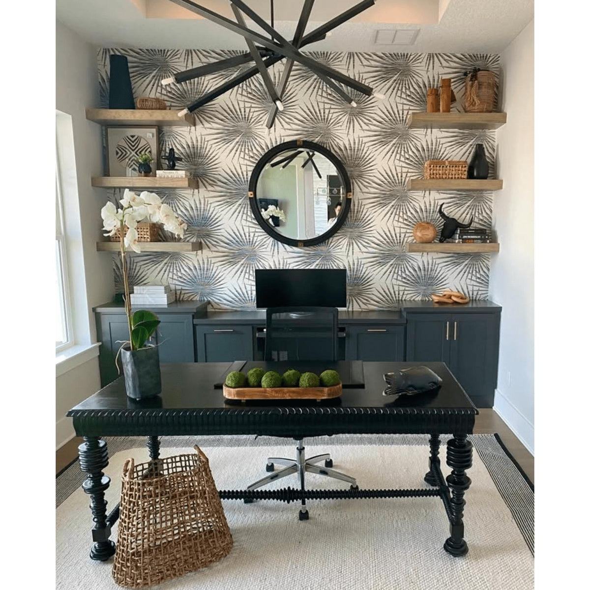 Portuguese Desk Hand Rubbed Black - Desk Surface Detail | Bone & Brass