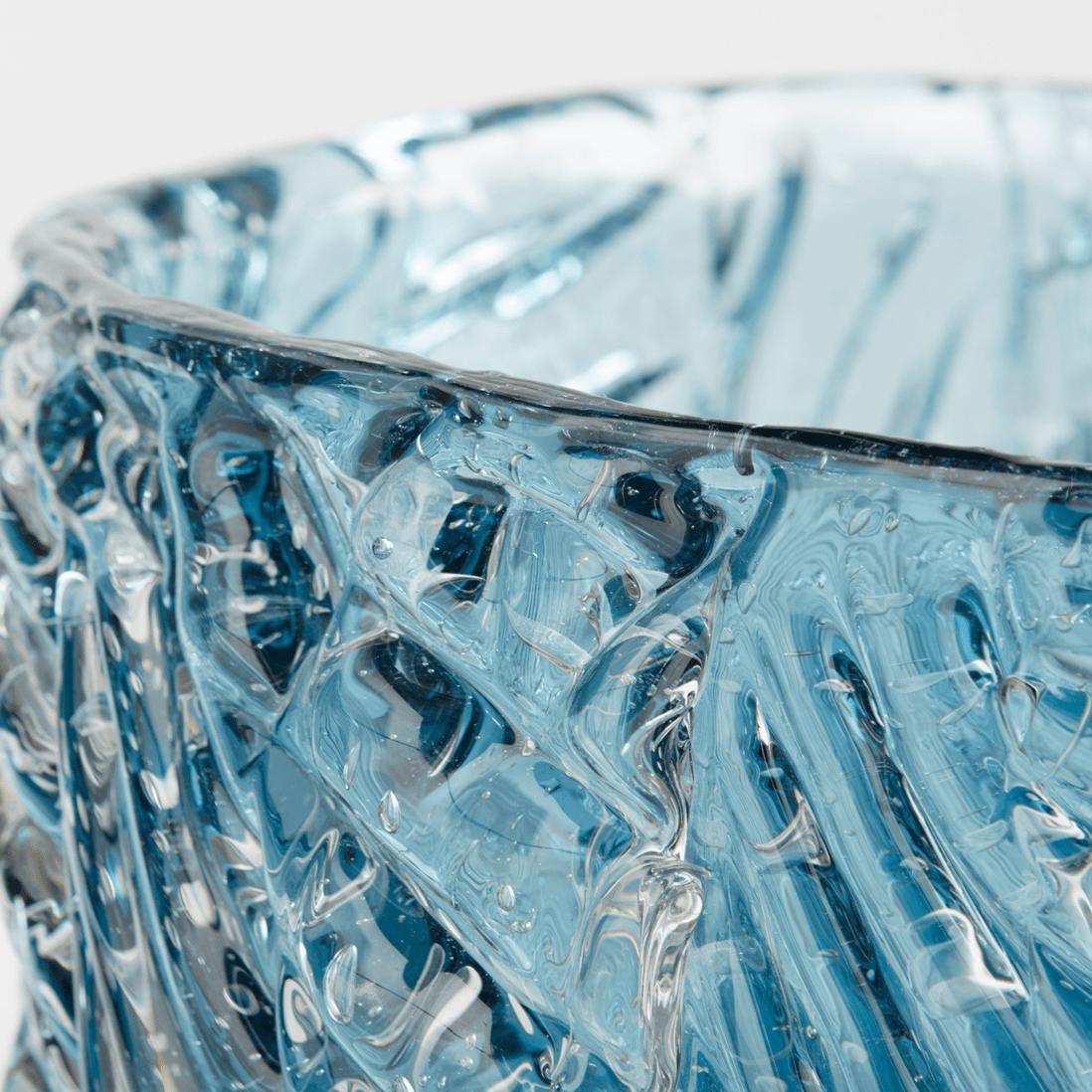 Blue Cast Glass Decorative Bowl - Bowl View | Bone & Brass