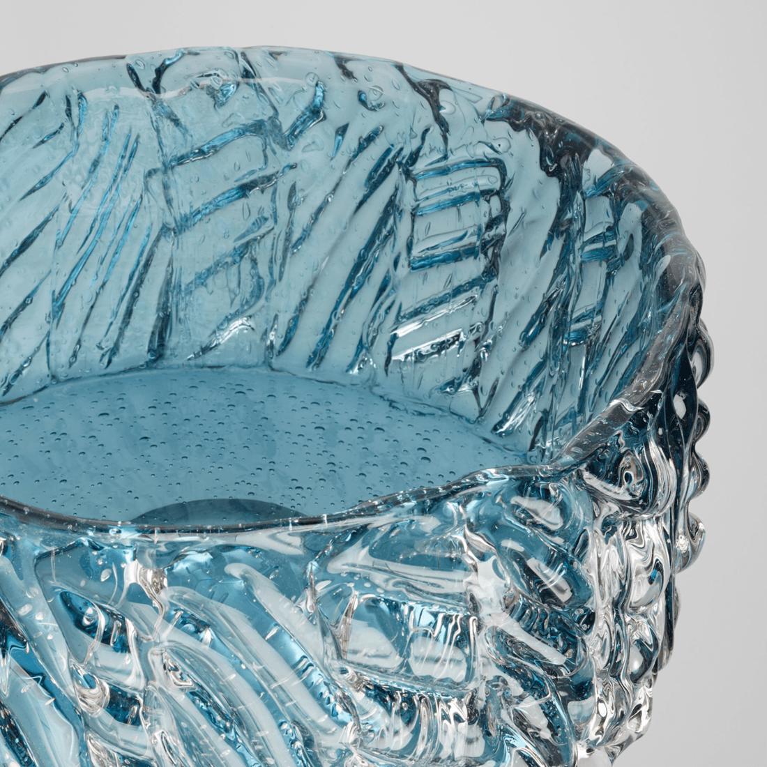 Blue Cast Glass Decorative Bowl - Bowl Detail | Bone & Brass