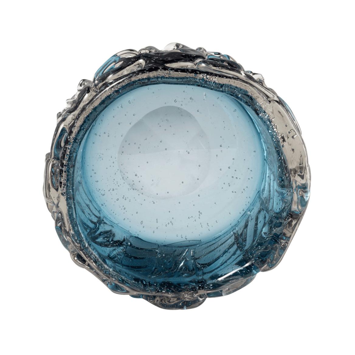 Blue Cast Glass Decorative Bowl - Bowl Side View | Bone & Brass