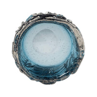 Blue Cast Glass Decorative Bowl - Bowl Side View | Bone & Brass