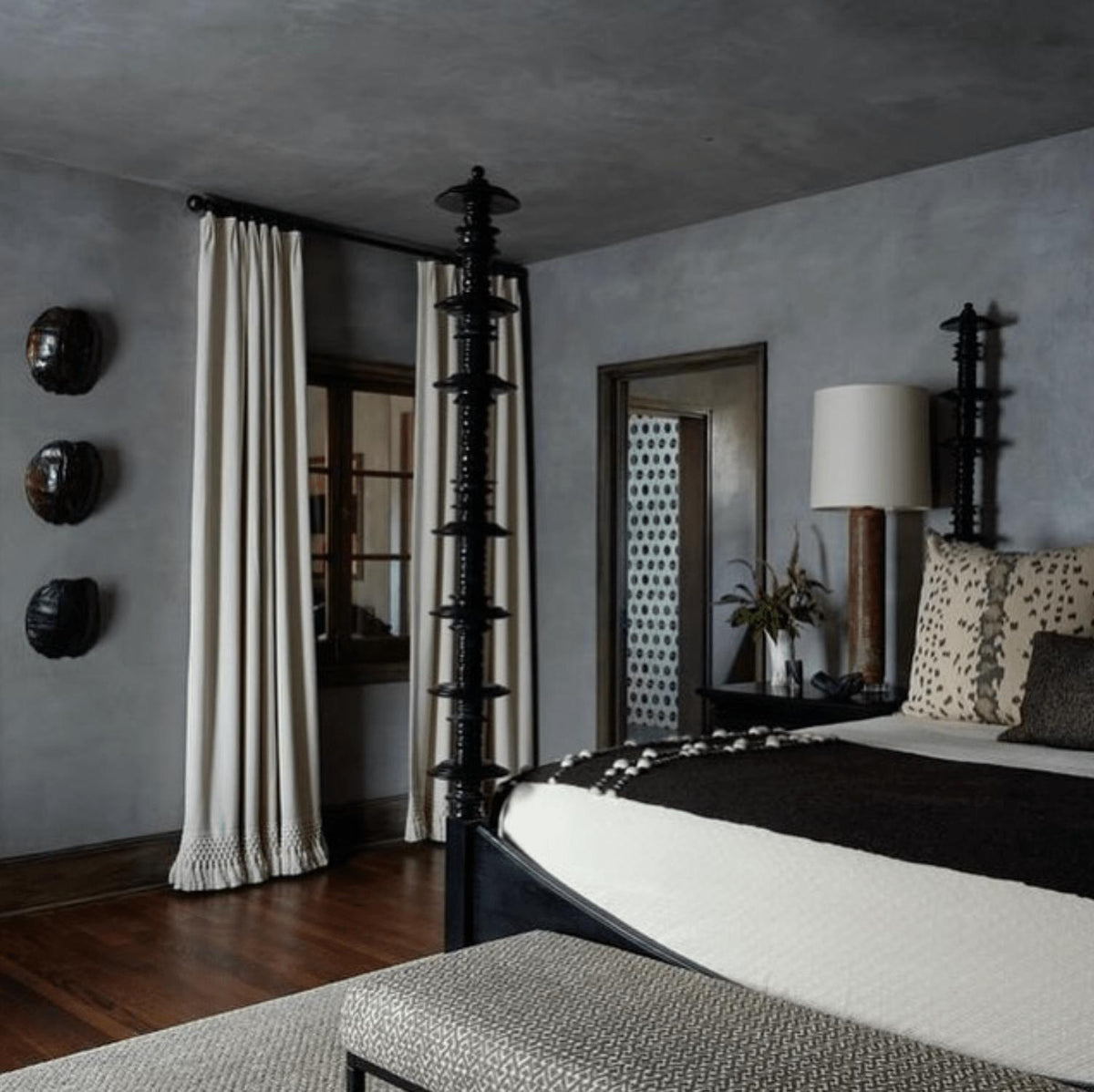 Ferret Four Poster Bed Hand Rubbed Black - Bed Frame Detail | Bone & Brass