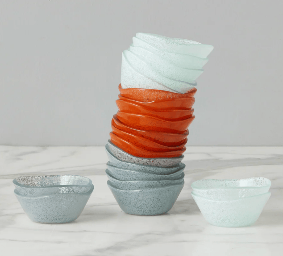 Glass Serving Bowl - Available in Orange, White, Green, Blue & Grey