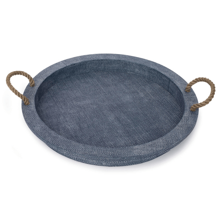 Aegean Round Faux Rattan Serving Tray