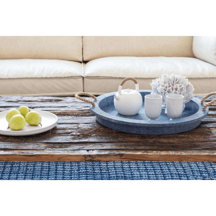 Aegean Round Faux Rattan Serving Tray