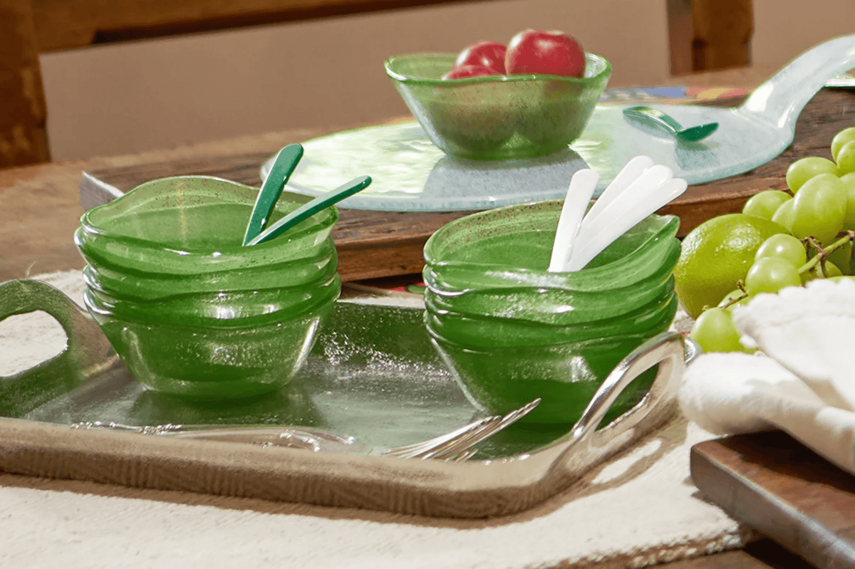 Glass Serving Bowl - Available in Orange, White, Green, Blue & Grey