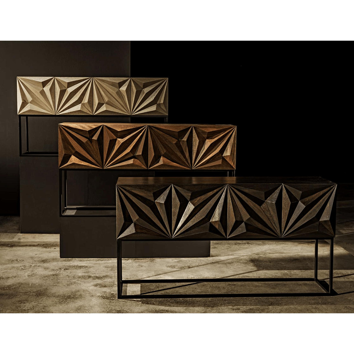 Zurich Console Bleached Walnut Steel - Table Side View | Bone & Brass