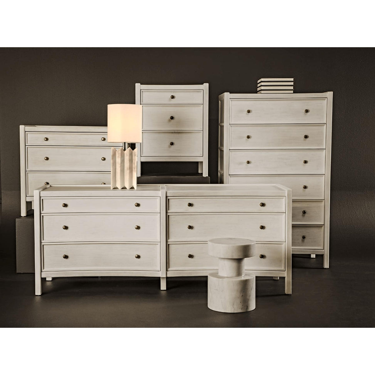 Hampton Tall Boy, Black or White Washed - Dresser Side View | Bone & Brass