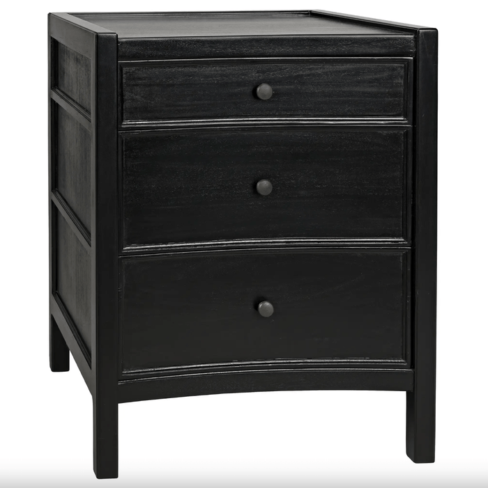 Hampton Night Stand, White Washed & Hand Rubbed Black