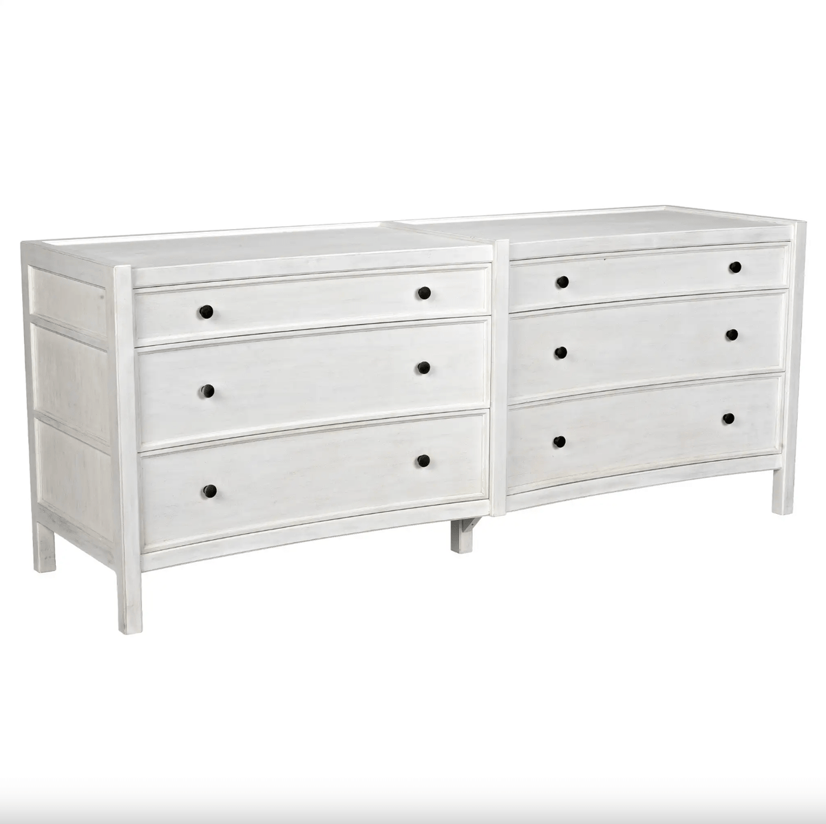 Hampton 6 Drawer Dresser, Hand Rubbed Black and White Washed