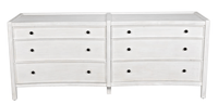 Hampton 6 Drawer Dresser, Hand Rubbed Black and White Washed