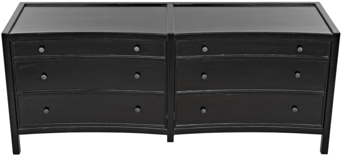 Hampton 6 Drawer Dresser, Hand Rubbed Black and White Washed