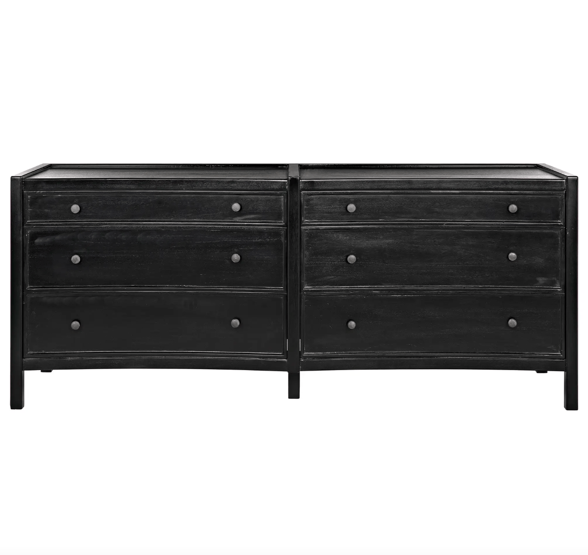 Hampton 6 Drawer Dresser, Hand Rubbed Black and White Washed