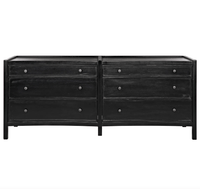 Hampton 6 Drawer Dresser, Hand Rubbed Black and White Washed