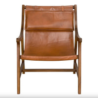 Gilberto Leather & Teak Sling Chair - Chair Detail | Bone & Brass