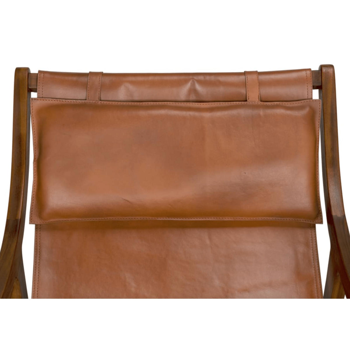 Gilberto Leather & Teak Sling Chair - Chair Upholstery Detail | Bone & Brass
