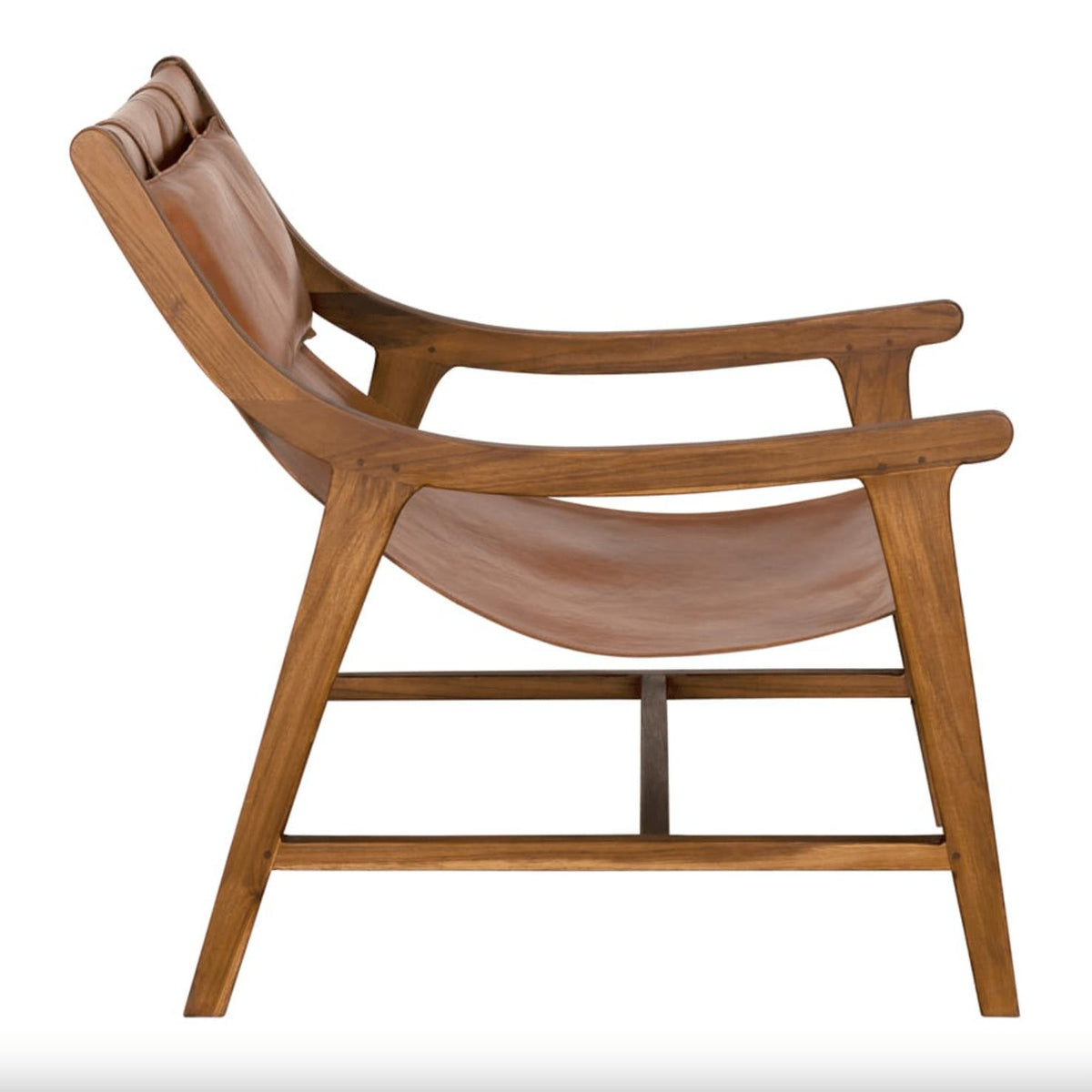 Gilberto Leather & Teak Sling Chair - Chair View | Bone & Brass