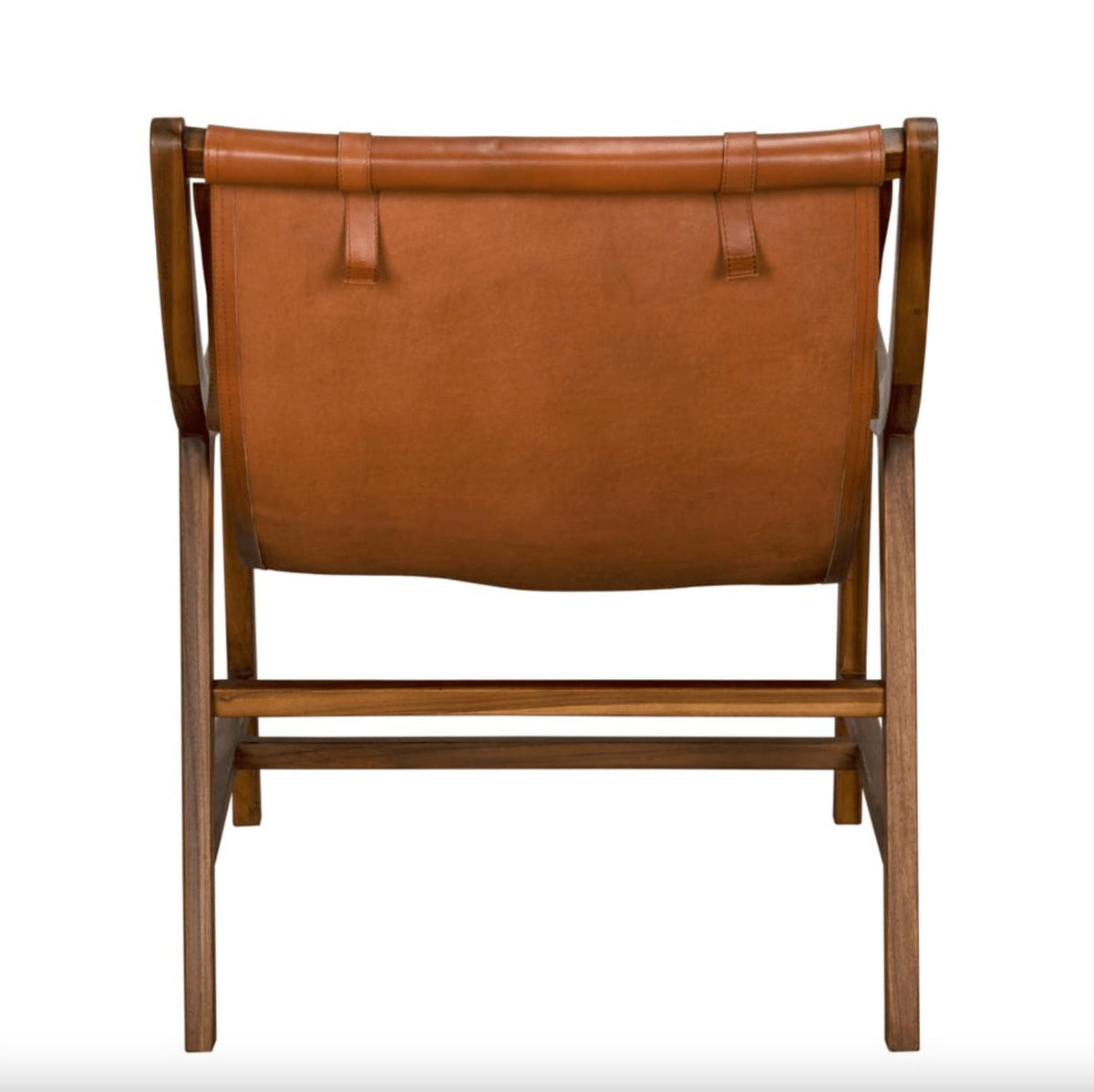 Gilberto Leather & Teak Sling Chair - Chair Side View | Bone & Brass