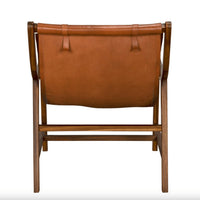 Gilberto Leather & Teak Sling Chair - Chair Side View | Bone & Brass