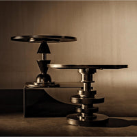 Varick Black Mahogany Round Table - Table Side View | Bone & Brass