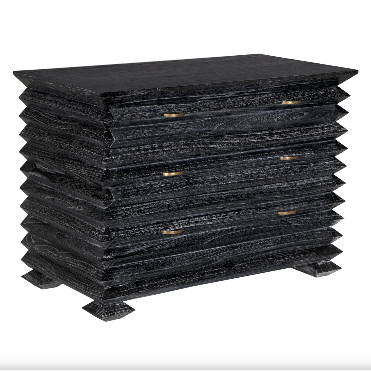 Tiago Zig-Zag Black Ceruse Chest | Bone & Brass