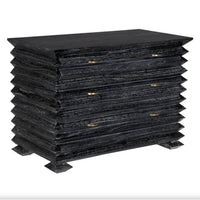 Tiago Zig-Zag Black Ceruse Chest | Bone & Brass