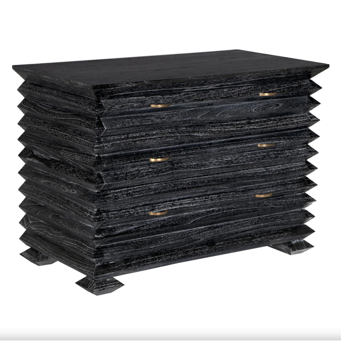Tiago Zig-Zag Black Ceruse Chest | Bone & Brass