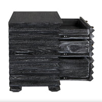 Tiago Zig-Zag Black Ceruse Chest - Dresser Side View | Bone & Brass