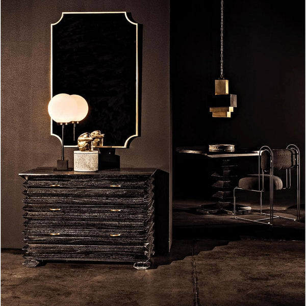 Tiago Zig-Zag Black Ceruse Chest - Dresser Side View | Bone & Brass