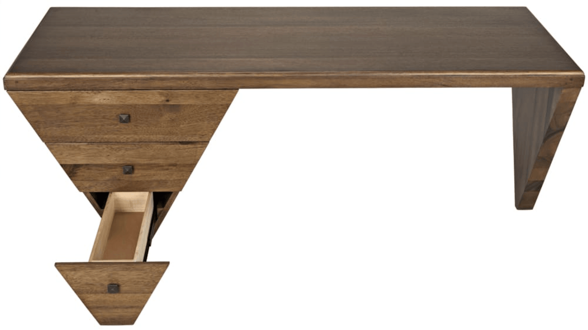 Tetramo Asymmetrical Dark Walnut Desk