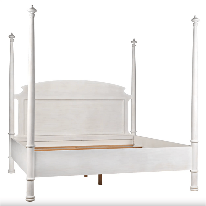 Douglas 4-Poster Bed, White Washed & Hand Rubbed Black