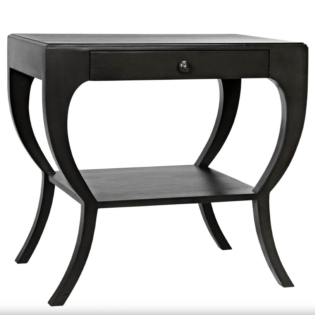 Maude 2-Tier Side Table, Saddle Brown, White Washed & Black